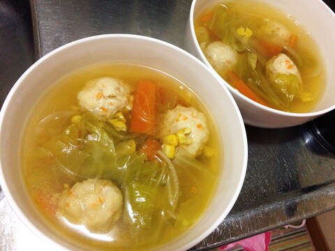 鶏団子入り春雨スープ